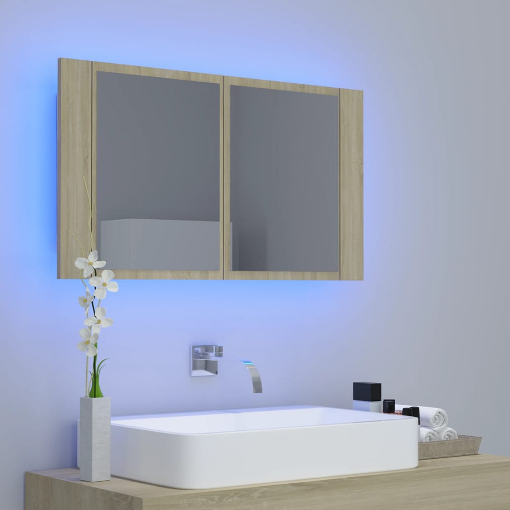 LED-Bad-Spiegelschrank Weiß 80x12x45 cm Acryl