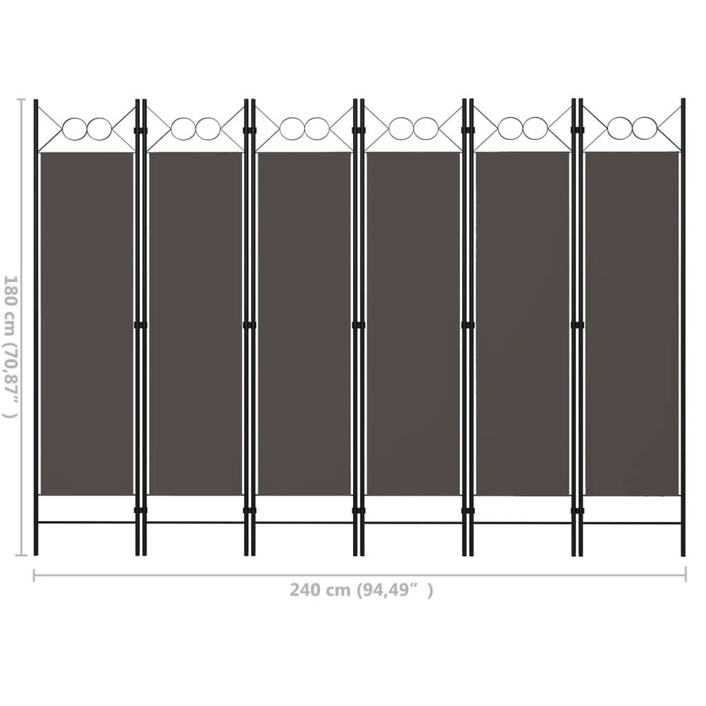 5-tlg. Raumteiler Anthrazit 200 x 180 cm
