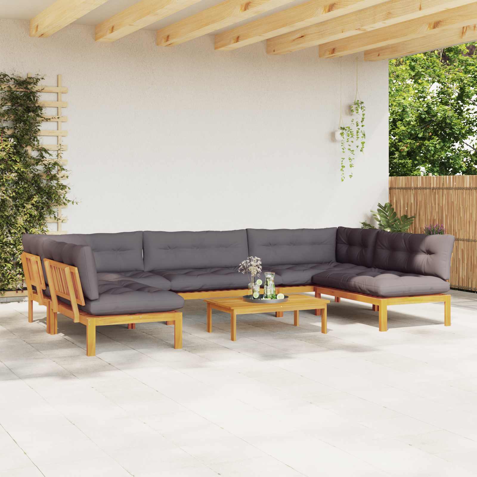 3-tlg. Garten-Sofagarnitur aus Paletten Massivholz Akazie