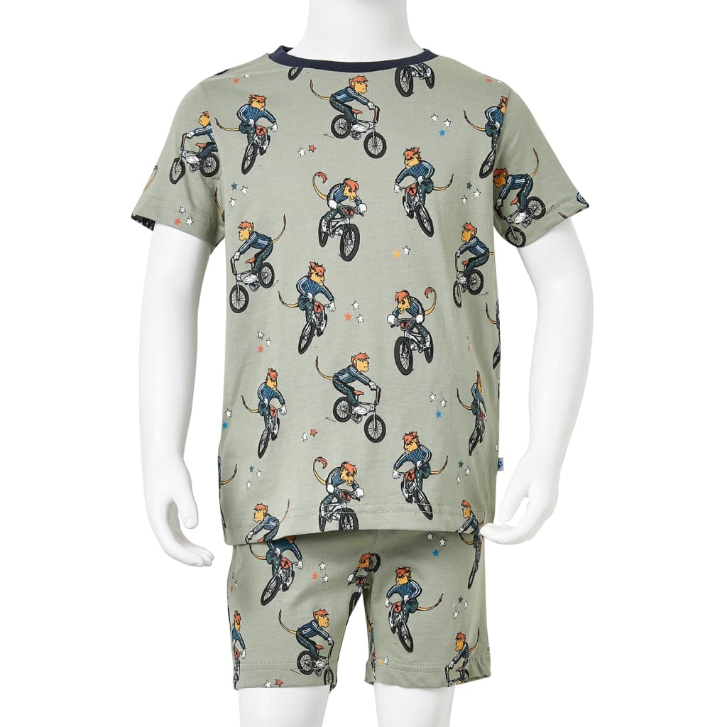 Kinderpyjama mit Kurzen Ärmeln Hellkhaki 92