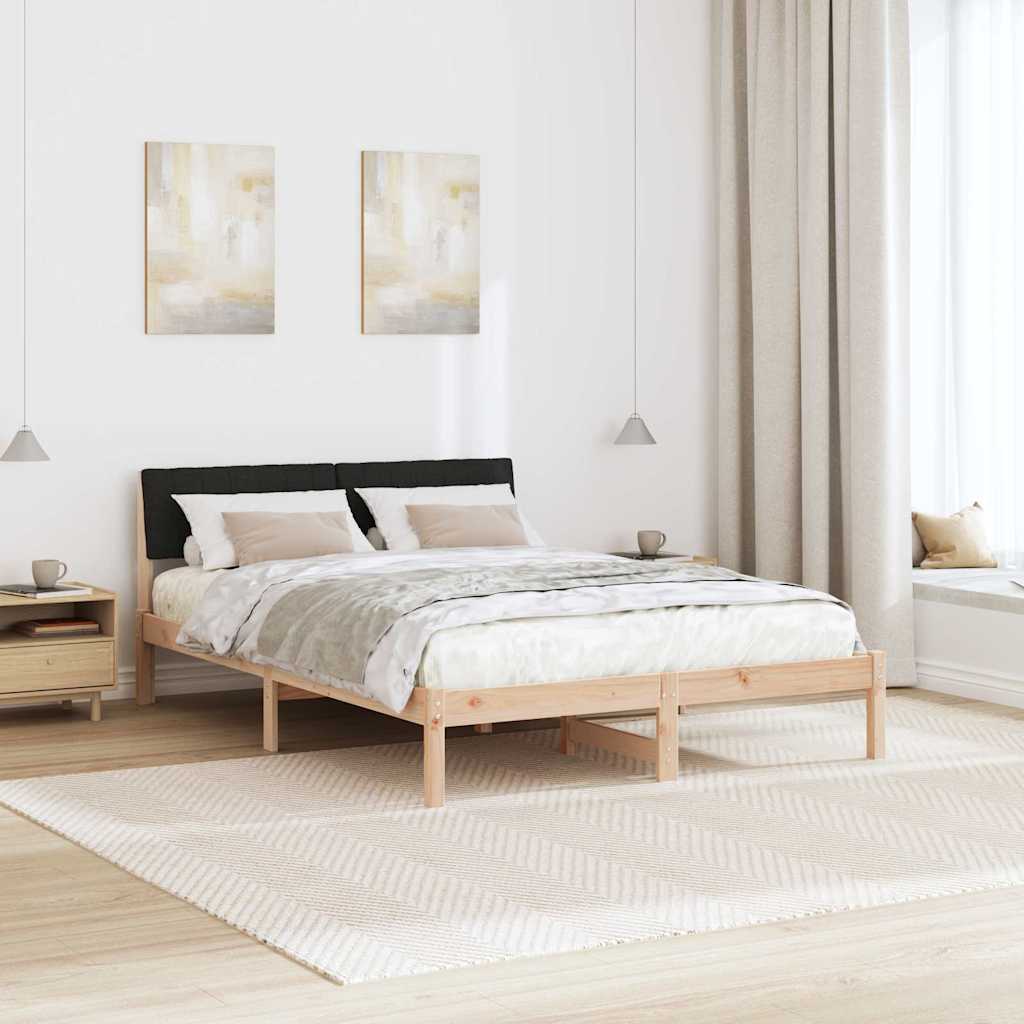 Bettgestell Braun und hellgrau 200 x 200 cm Massivholz Kiefer