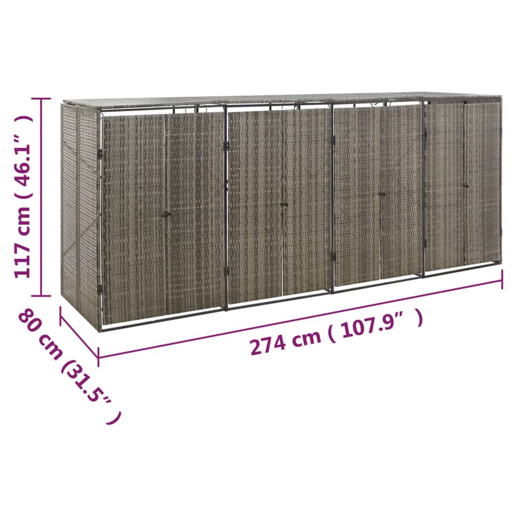 Mülltonnenbox für 1 Tonne Schwarz 70x80x117 cm Poly Rattan