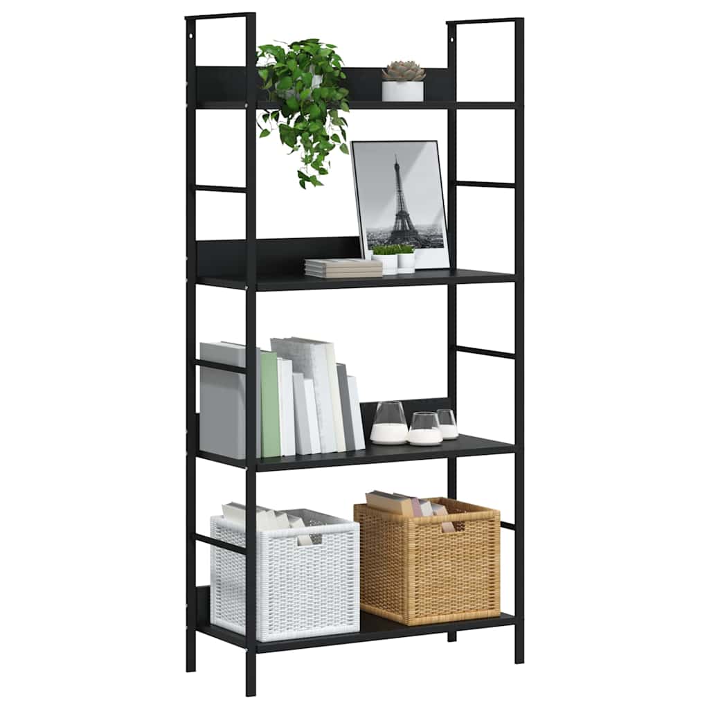 Bücherregal 3 Regalböden Schwarz 60×27,6×90,5 cm Holzwerkstoff
