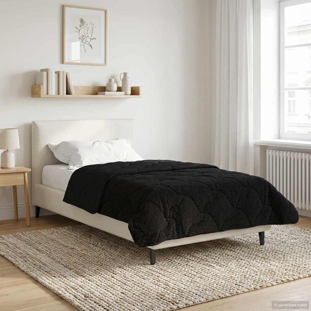 Sommerdecke Anthrazit 135 x 200 cm Mikrofaser und Teddy-Fleece