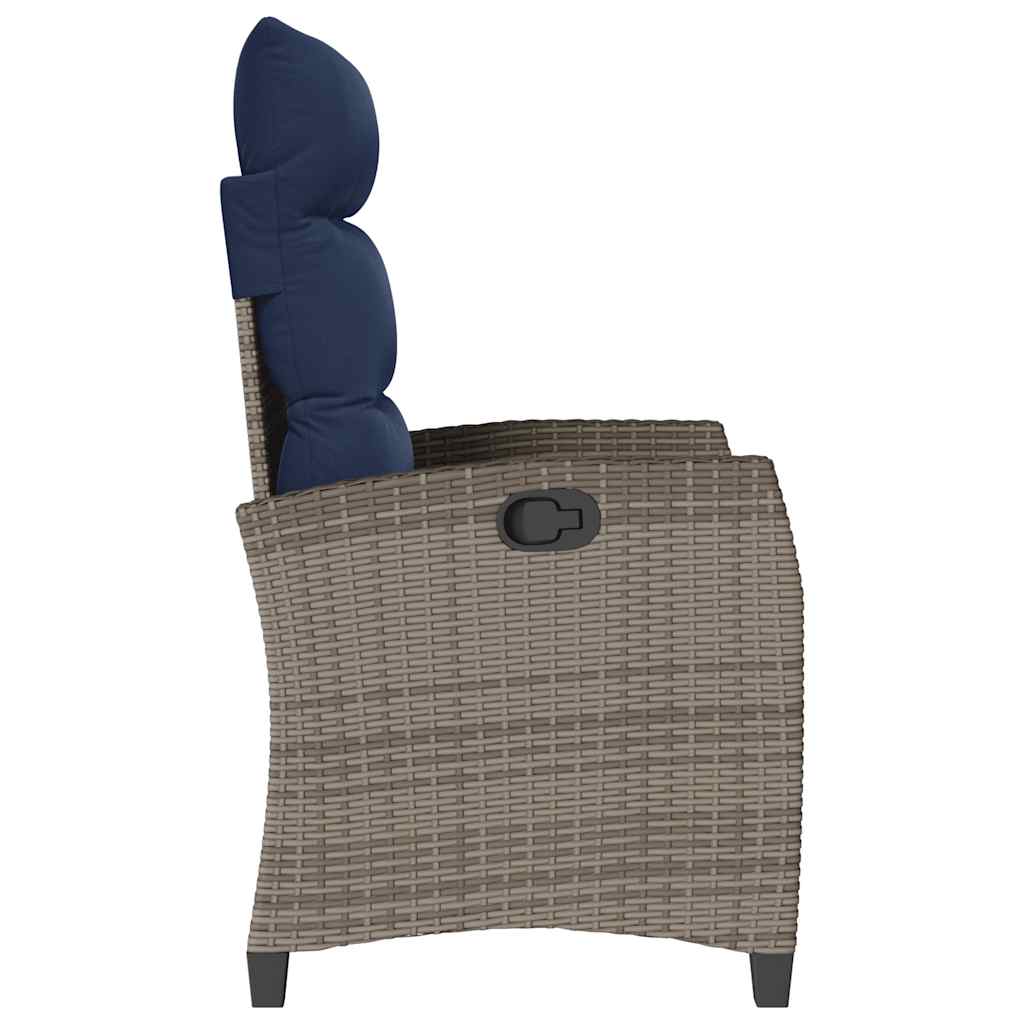 Gartensessel mit Beistelltisch Verstellbar Schwarz Poly Rattan