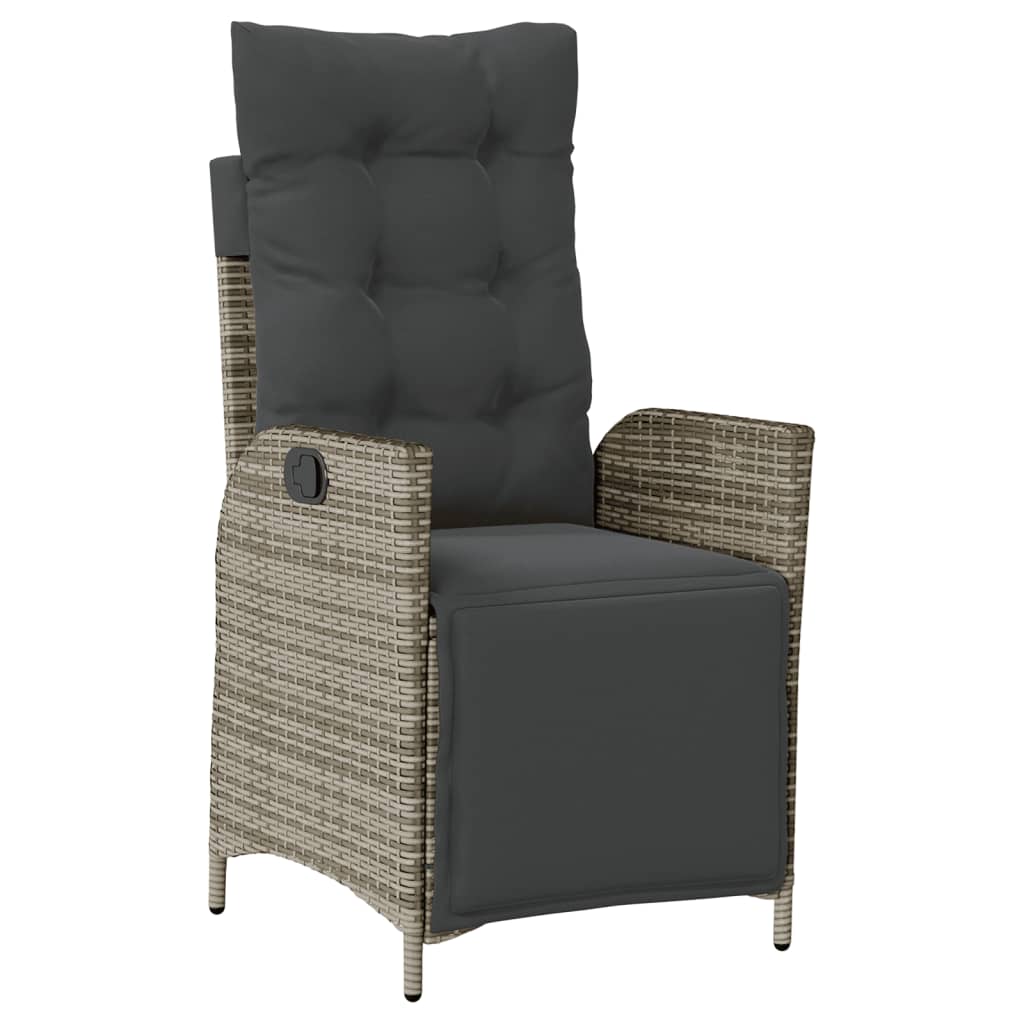 Gartensessel Verstellbar mit Kissen Schwarz Poly Rattan