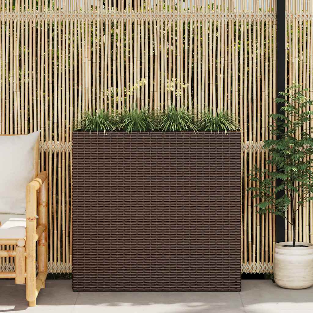 Garten-Hochbeet mit 4 Töpfen 2 Stk. Poly Rattan Grau