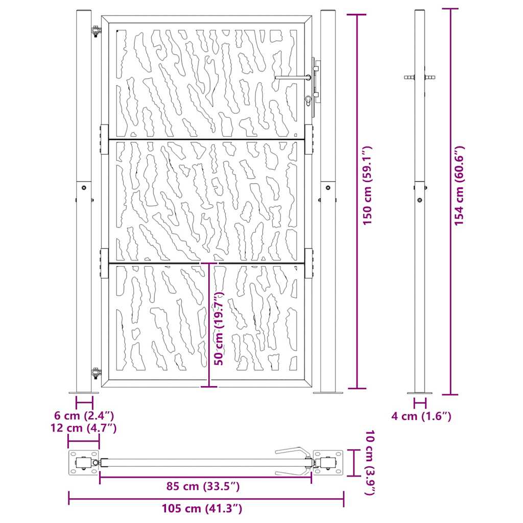 Gartentor Schwarz 100x100 cm Stahl Lichtdesign