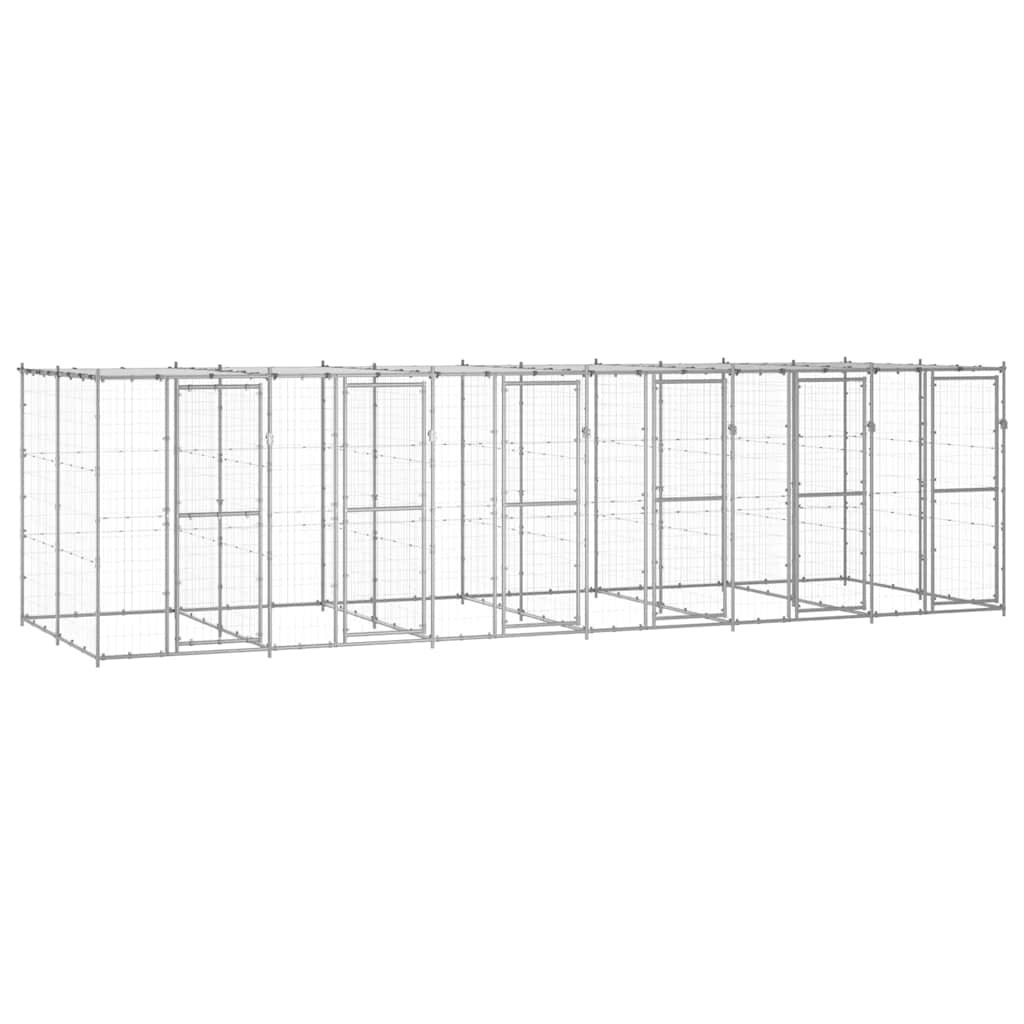 Outdoor-Hundezwinger Stahl mit Überdachung 110x220x180 cm