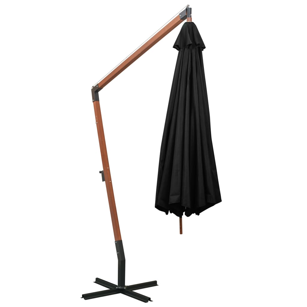 Ampelschirm mit Mast Anthrazit 3,5x2,9 m Massivholz Tanne