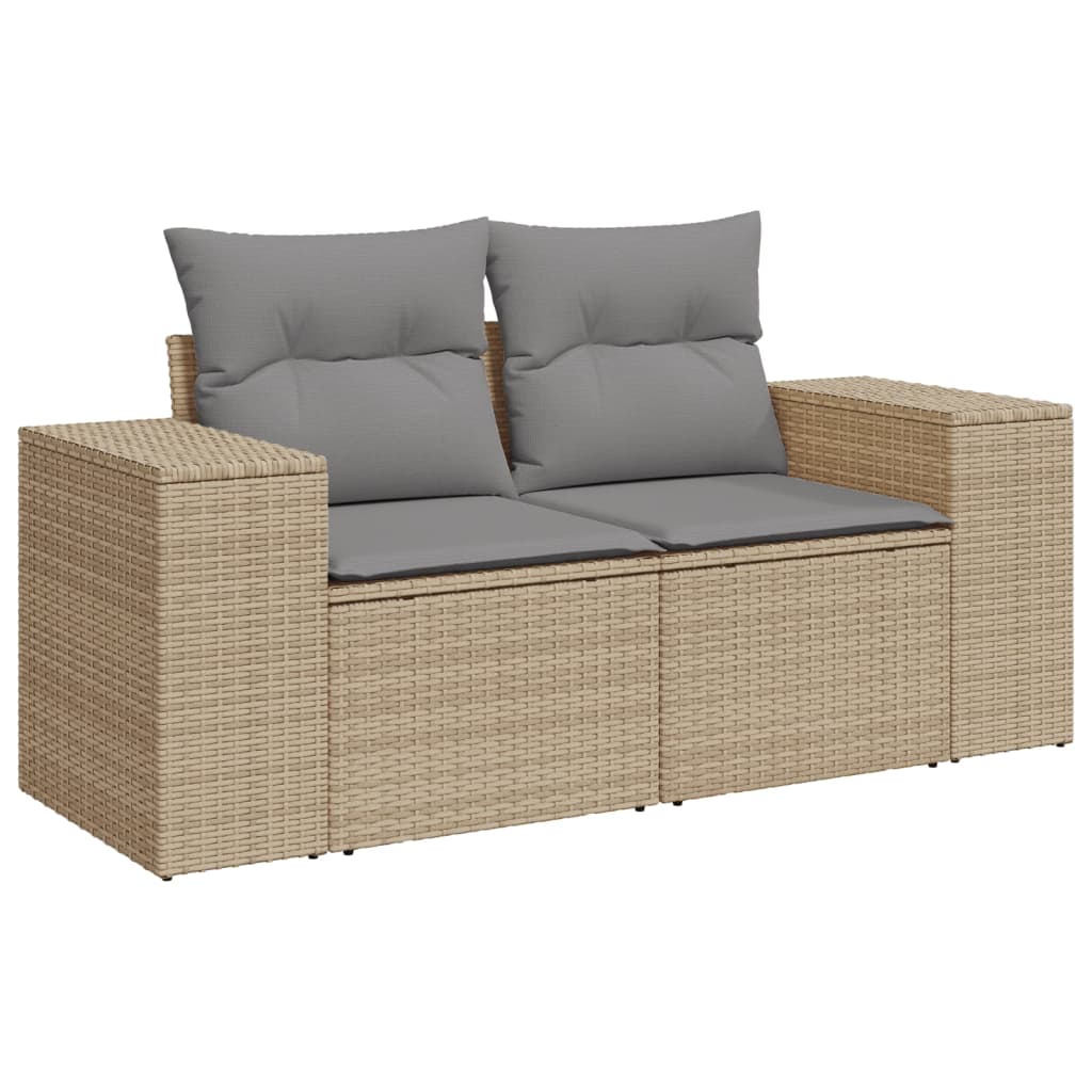 4-tlg. Garten-Sofagarnitur mit Kissen Schwarz Poly Rattan
