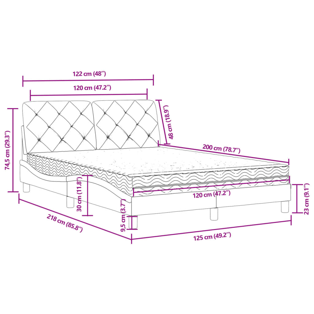 Bett mit Matratze Hellgrau 80x200 cm Samt
