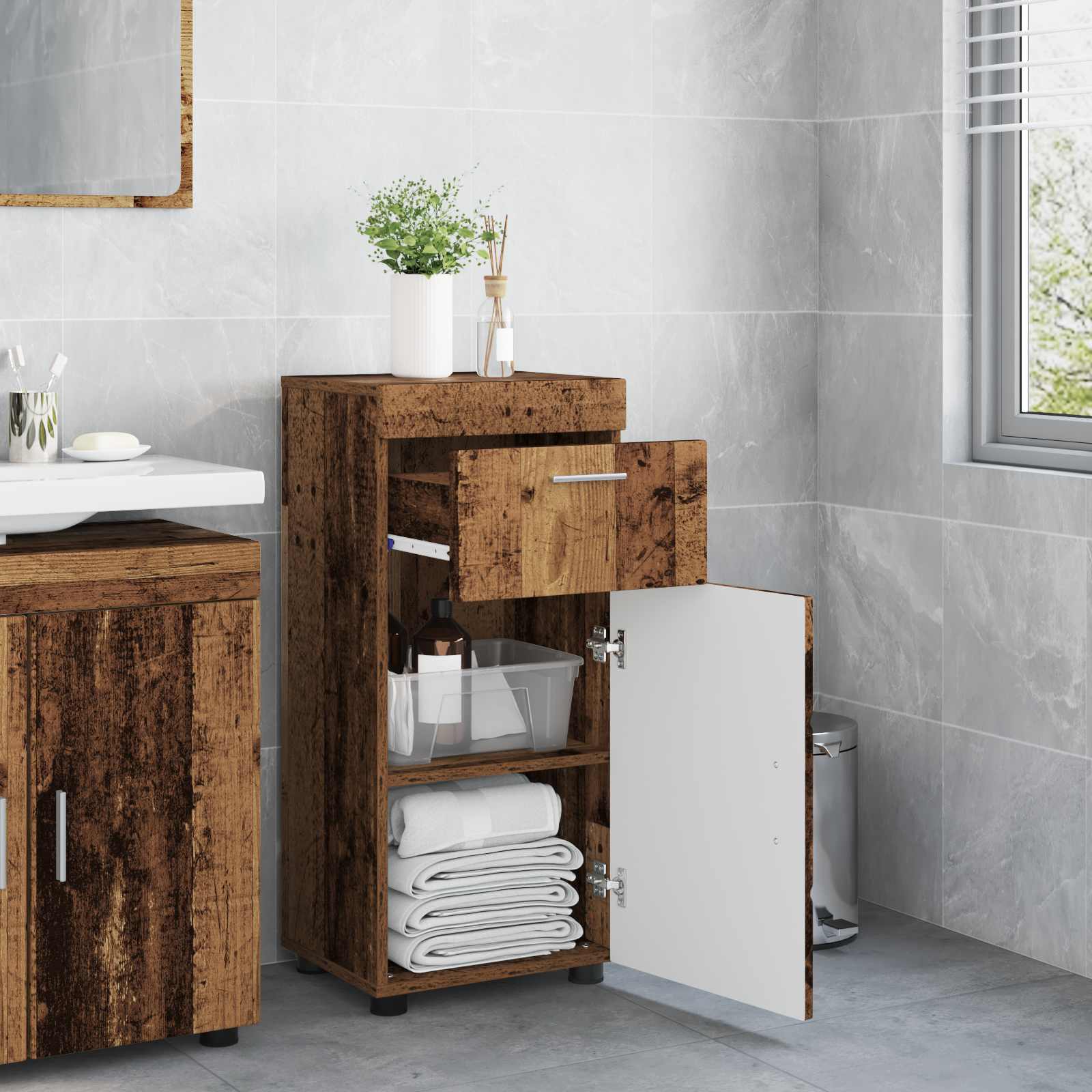 Badezimmermöbel-Set TULUM 2 pcs Weiß 60 x 34 x 63 cm