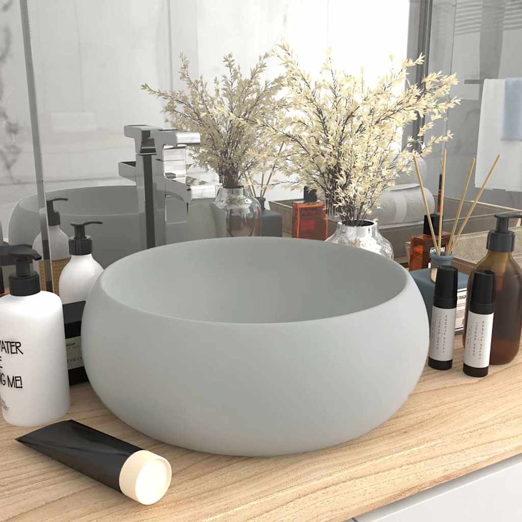 Luxuriöses Waschbecken Rund Matt Weiß 40x15 cm Keramik