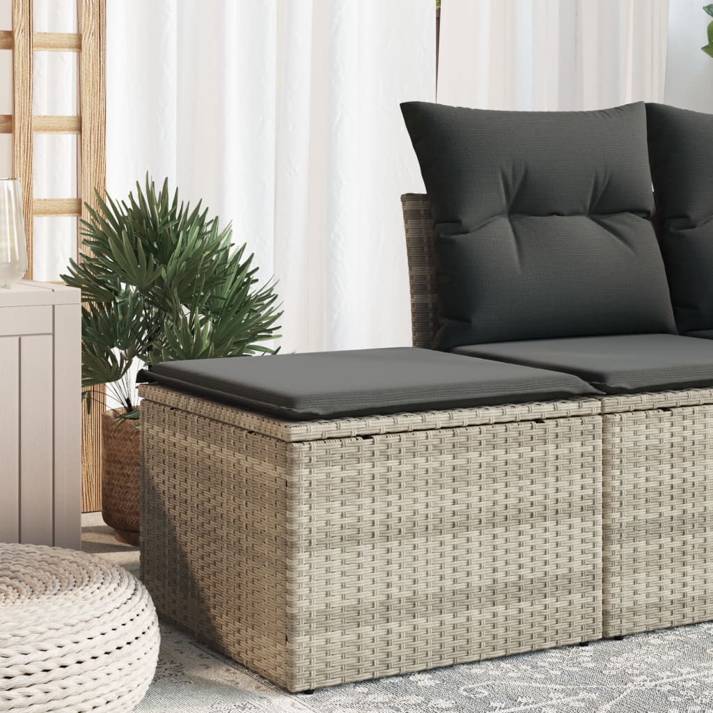 Gartenhocker mit Kissen Schwarz 55x55x37 cm Poly Rattan