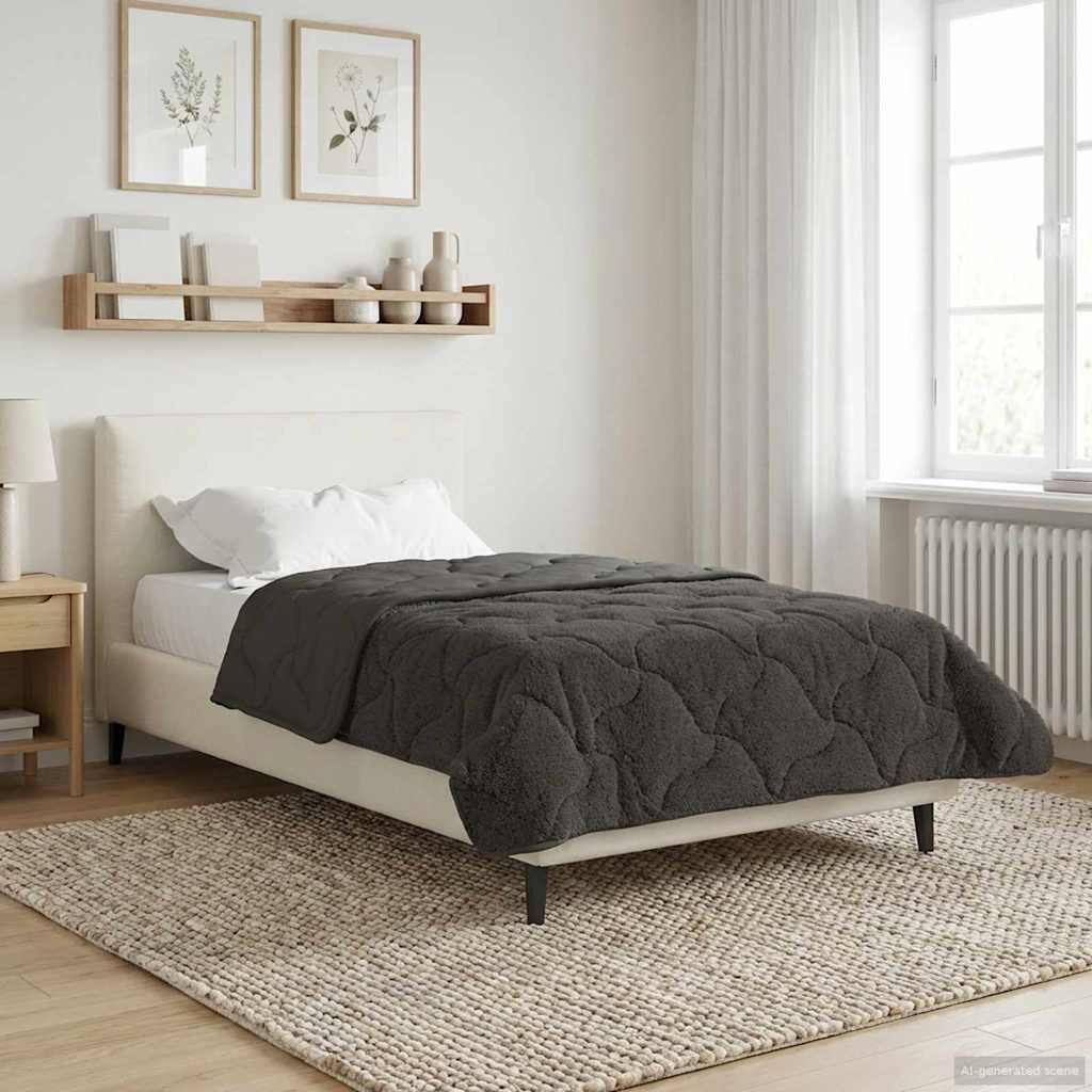 Ganzjahresbettdecke Gepolstert Anthrazit 135 x 200 cm