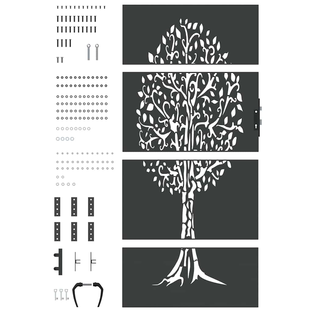 Gartentor 85x75 cm Cortenstahl Baum-Design