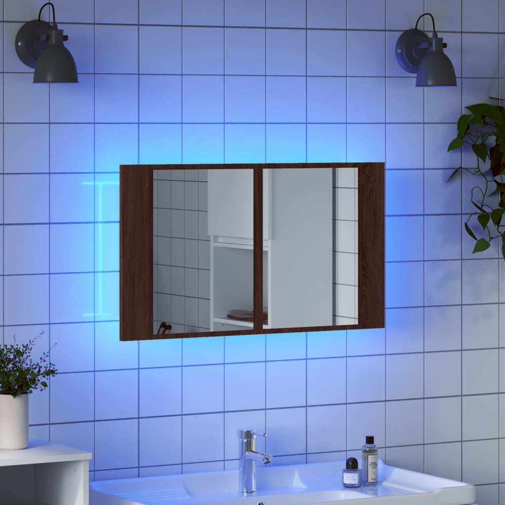 LED-Bad-Spiegelschrank Weiß 80x12x45 cm Acryl
