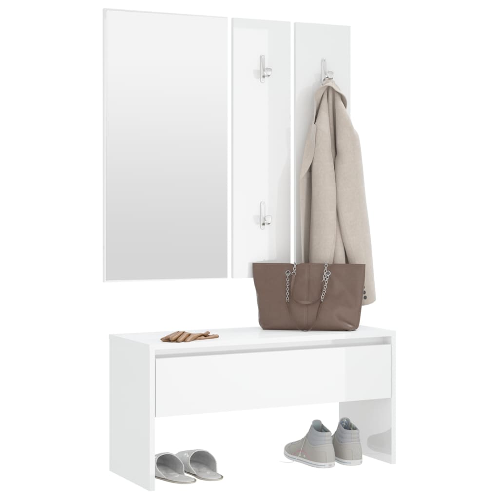 Garderoben-Set Weiß Holzwerkstoff