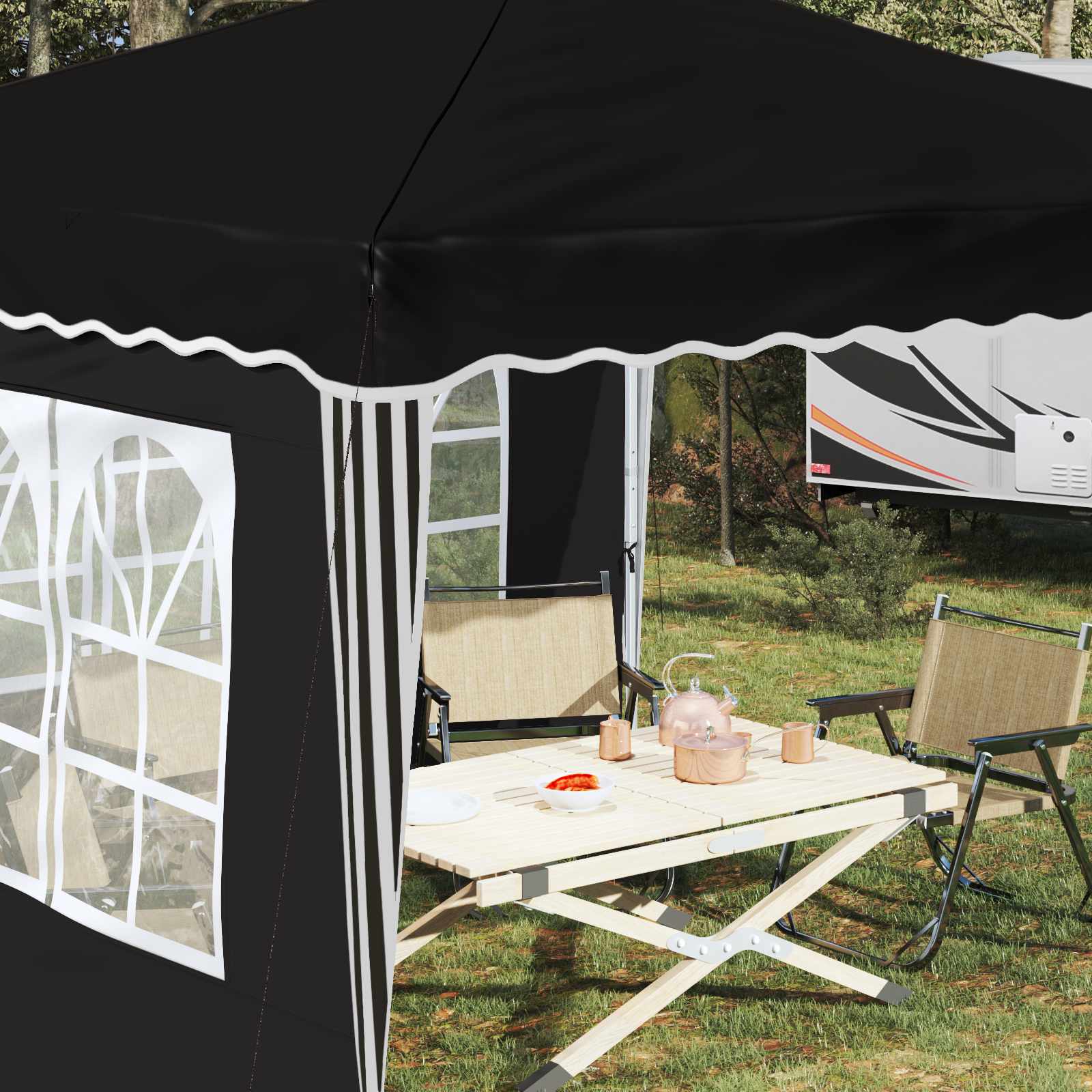 Pop-up Partyzelt 288 x 288 x 245 cm Creme Oxford-Stoff