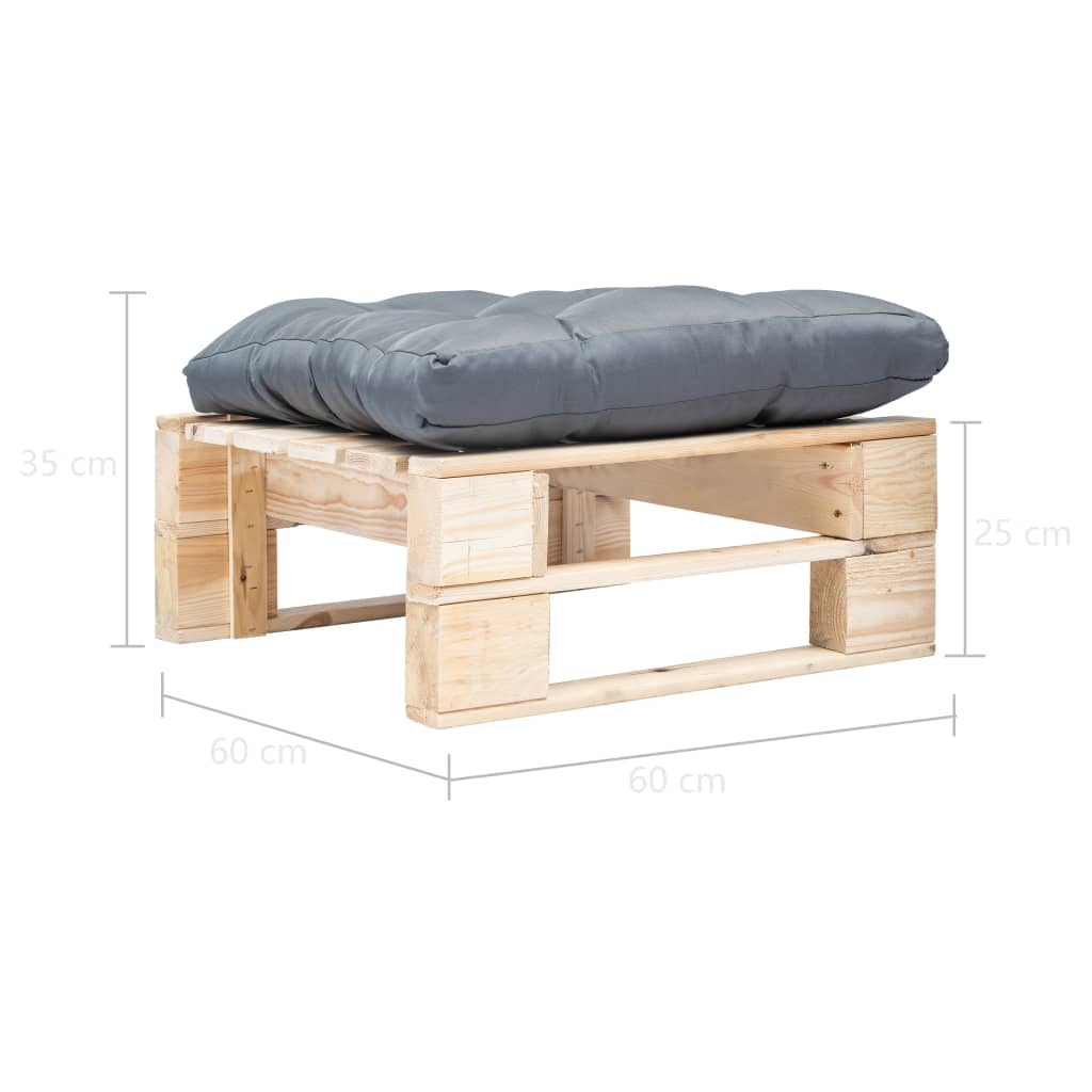 Garten-Palettenhocker mit Kissen Holz Natur