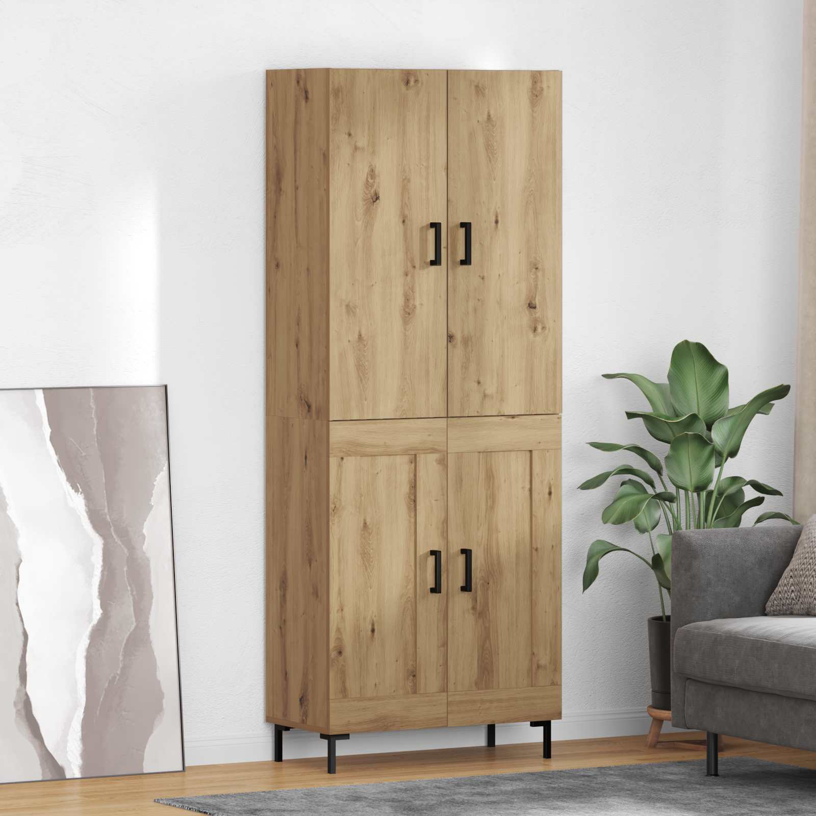 Highboard Betongrau 69,5x34x180 cm Holzwerkstoff