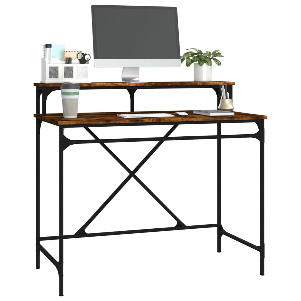 Schreibtisch Sonoma-Eiche 100x50x90 cm Holzwerkstoff und Eisen