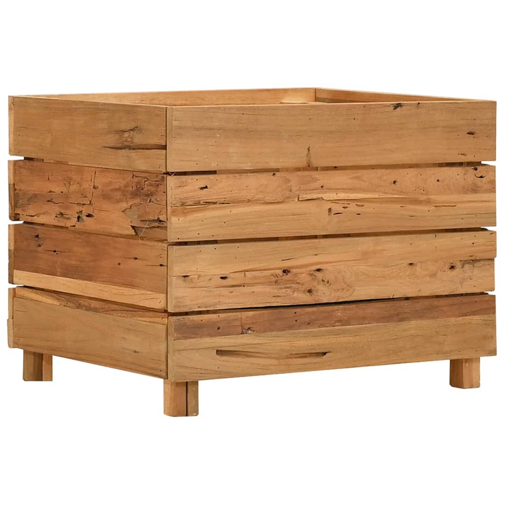 Hochbeet 100x40x72 cm Teak Altholz und Stahl
