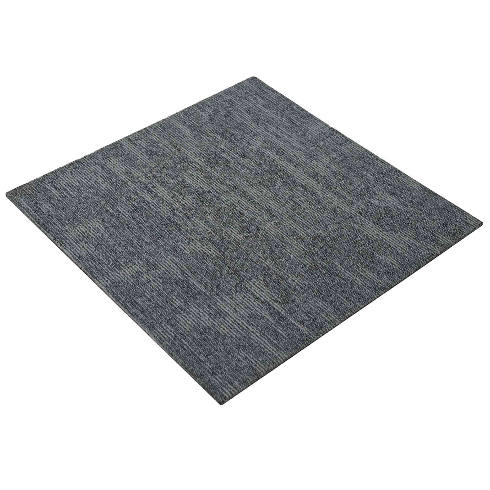 Teppichfliese Hellgrau mit Streifen 50 x 50 cm 4 pcs