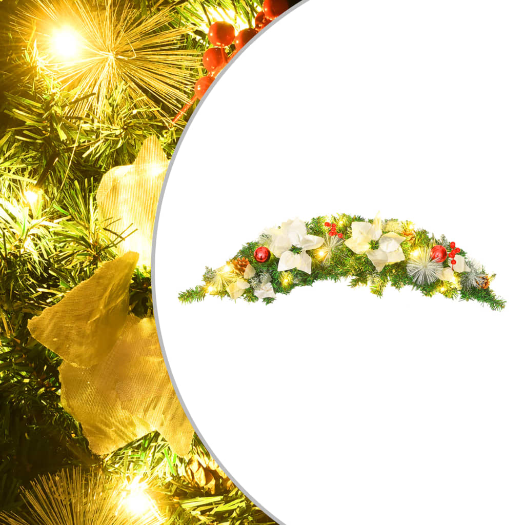 Weihnachts-Türbogen mit LED-Lichtern Schwarz 90 cm PVC