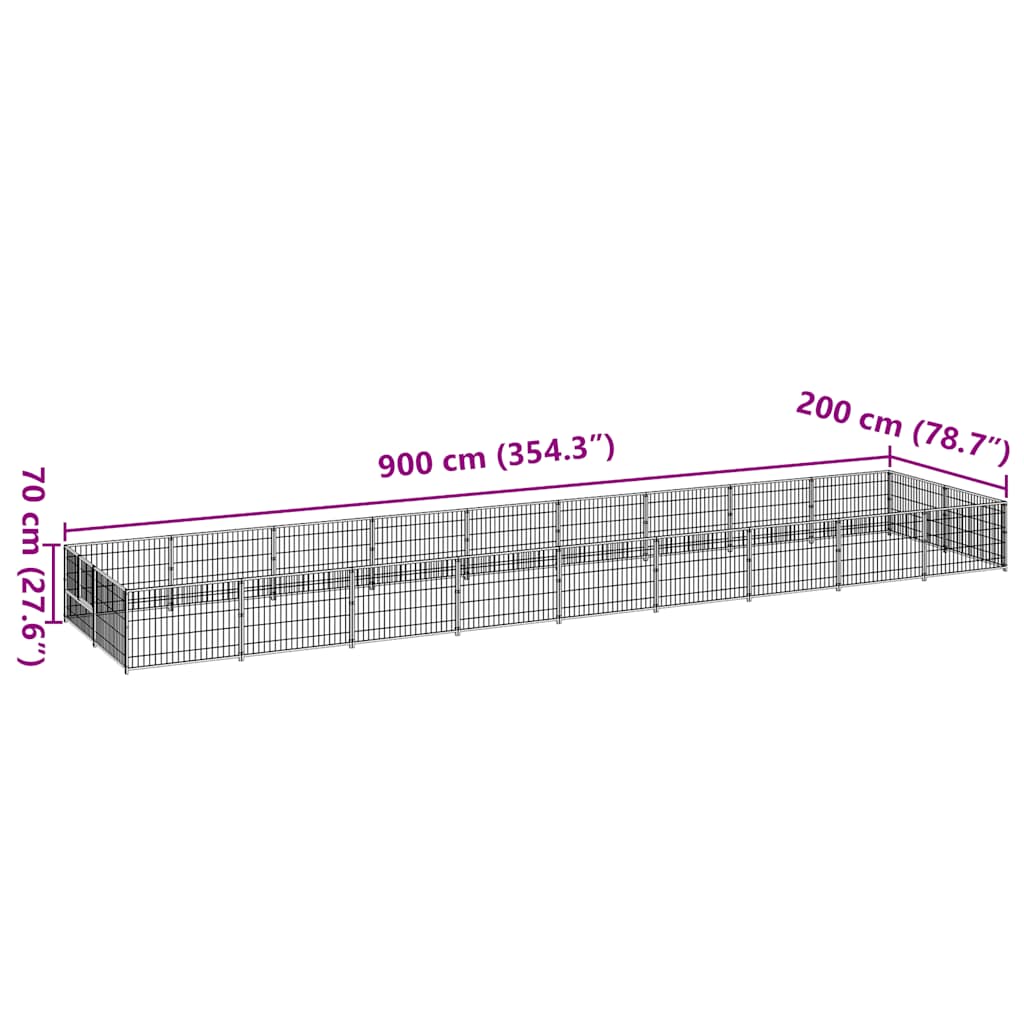 Hundezwinger Schwarz 4 m² Stahl