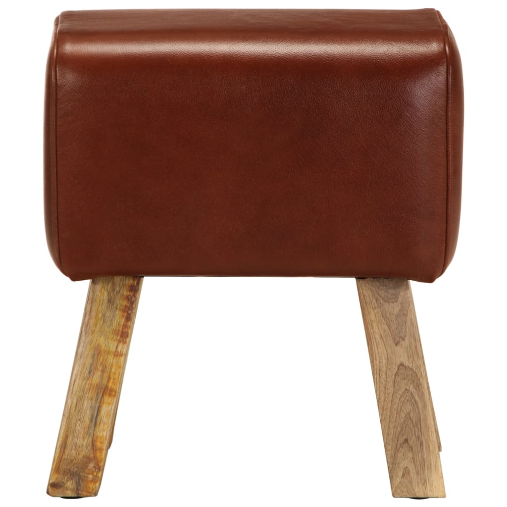 Bank Turnbock-Design 160cm Braun Echtleder Massivholz Akazie