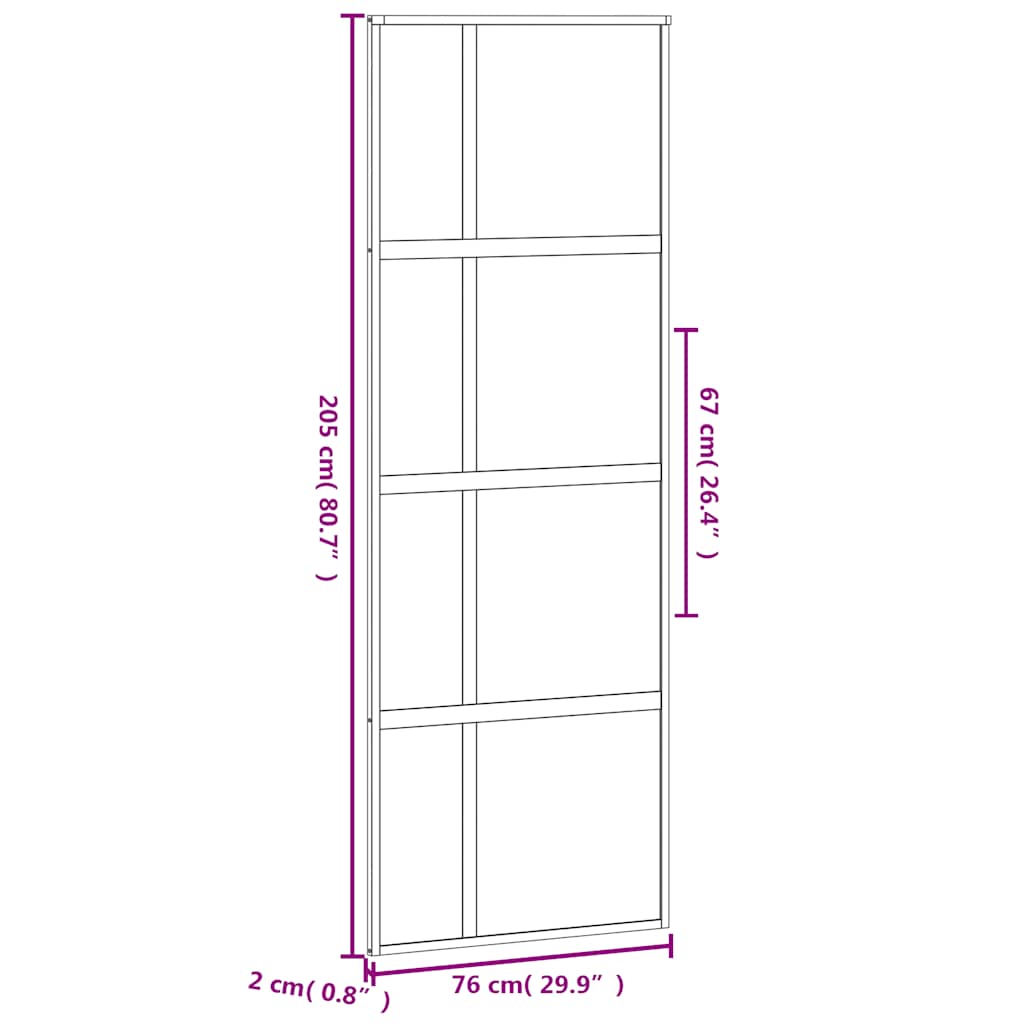 Schiebetür ESG-Glas und Aluminium 76x205 cm Schwarz