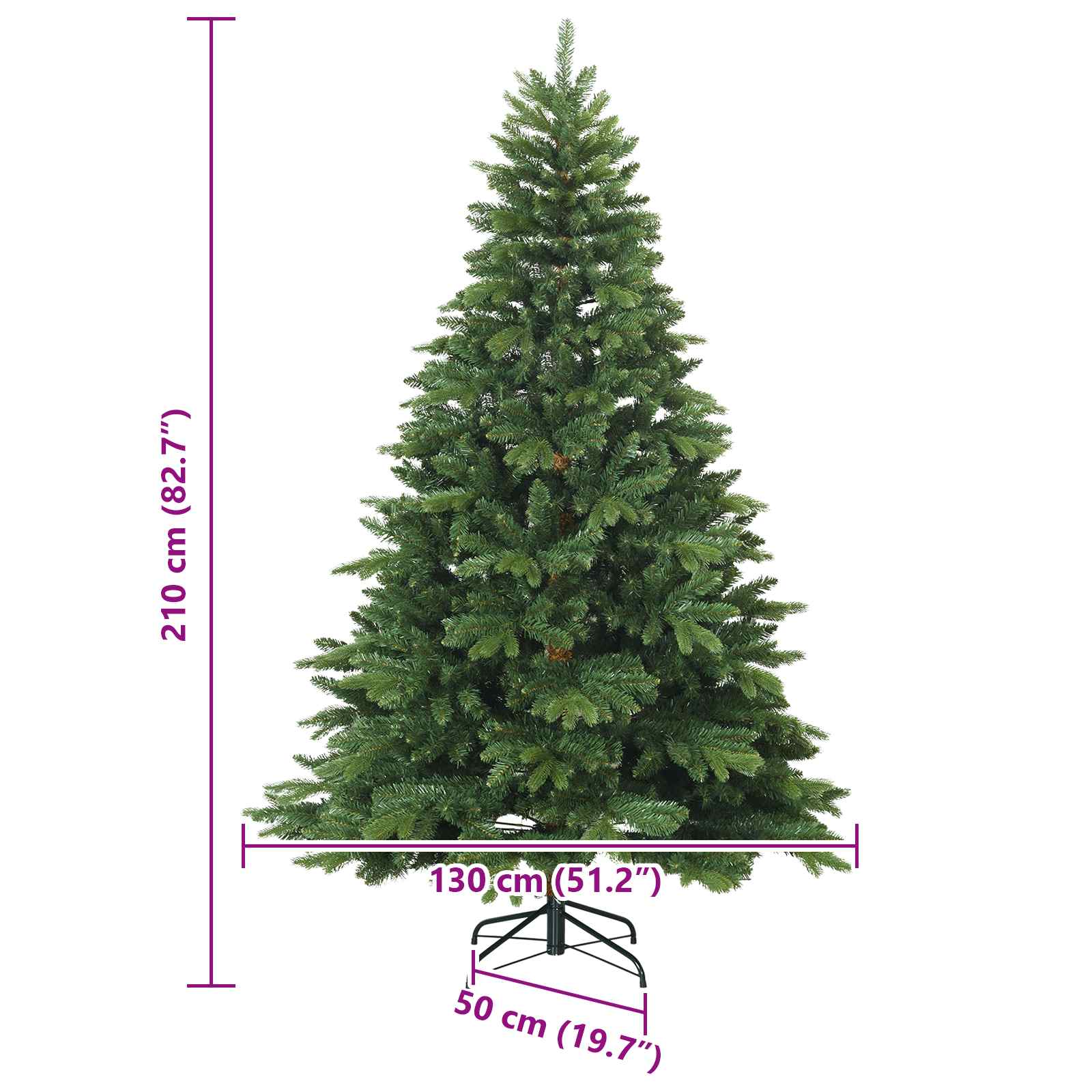 Künstlicher klappbarer Weihnachtsbaum mit Ständer Grün 150 cm