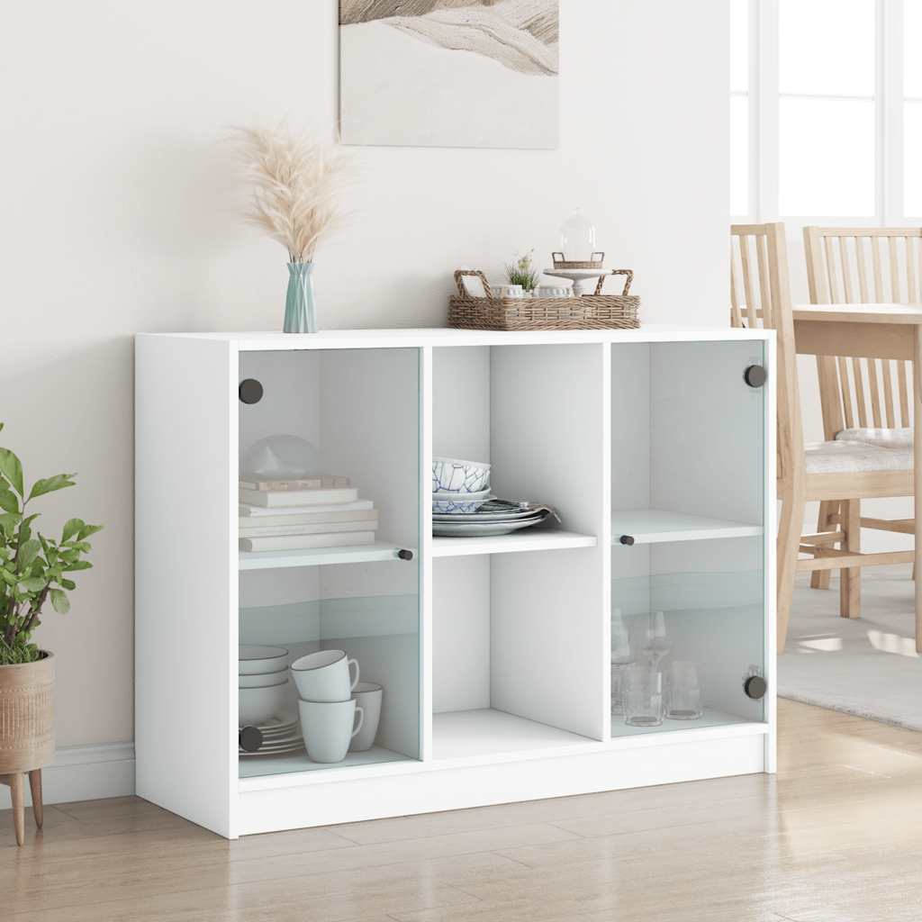 Bücherschrank mit Türen Weiß 204x37x75 cm Holzwerkstoff
