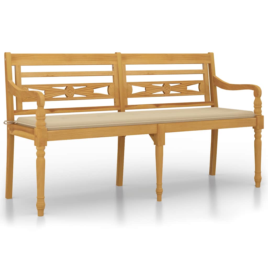 Batavia-Gartenbank mit Anthrazit Kissen 120 cm Teak Massivholz