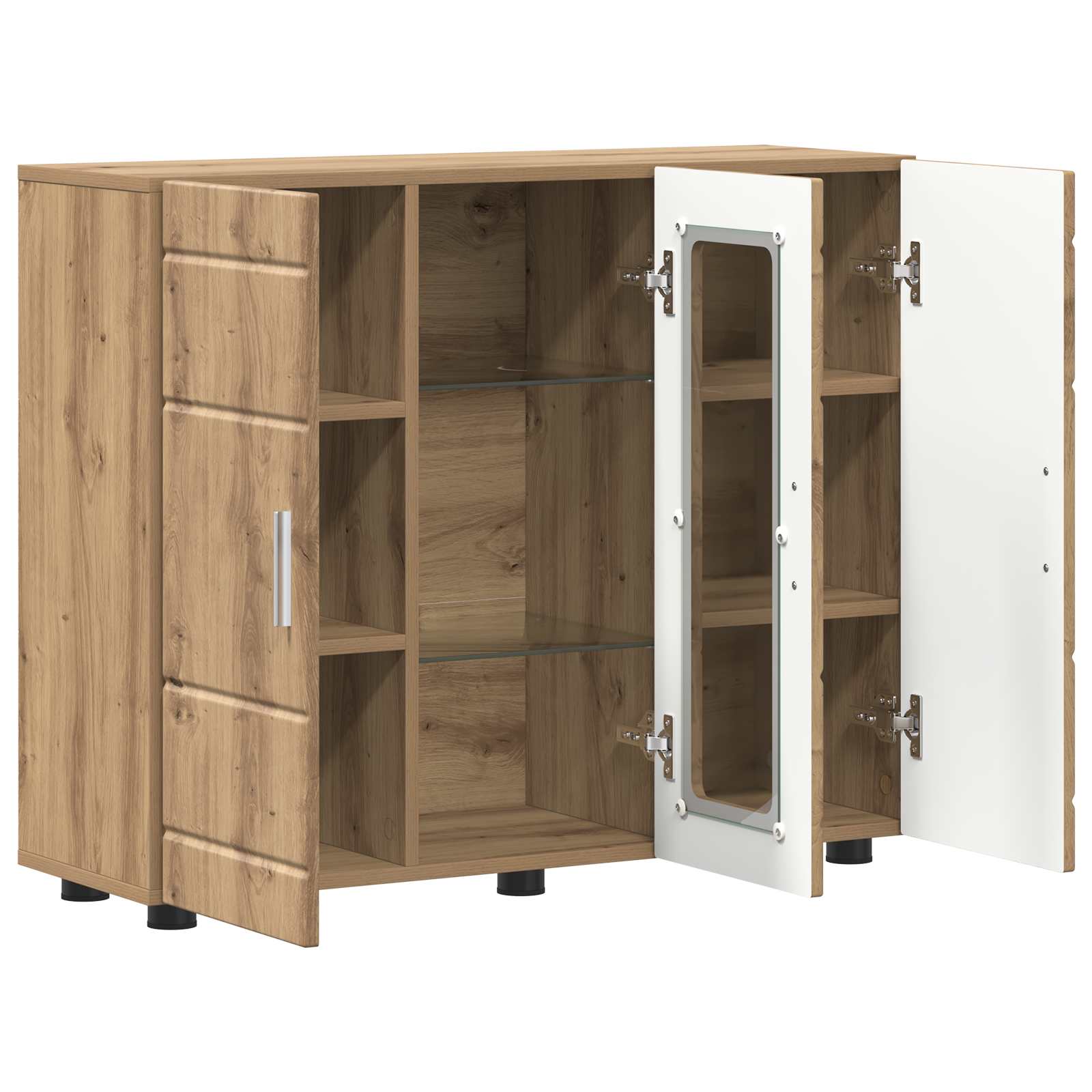 Highboard mit Regal FLORIN Weiß 60 x 35 x 182 cm Holzwerkstoff