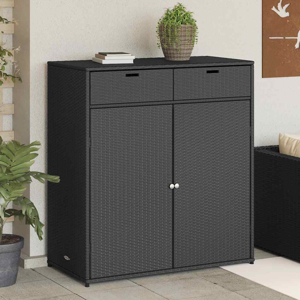 Gartenschrank Schwarz 55x55x111 cm Poly Rattan