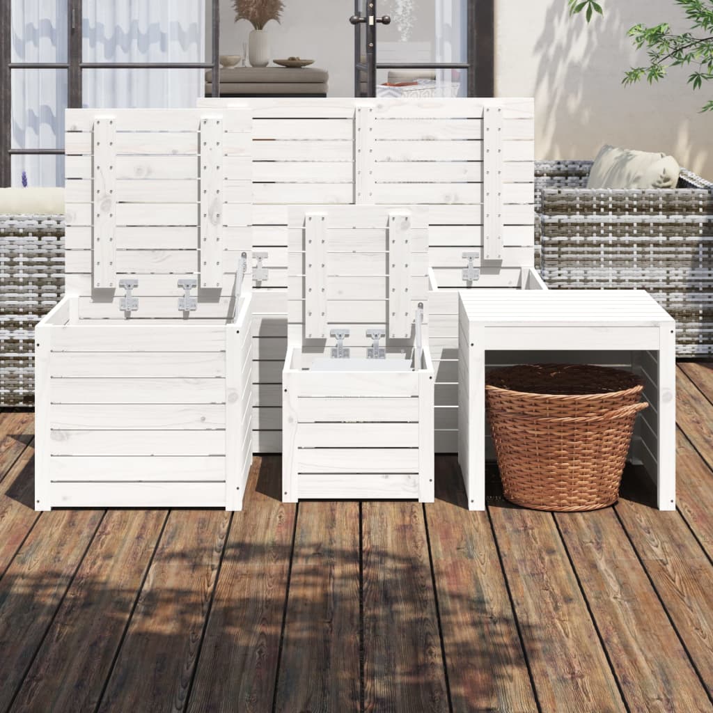 4-tlg. Gartenbox-Set Massivholz Kiefer