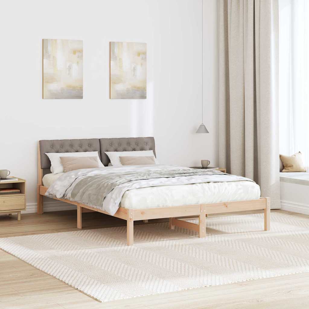 Bettgestell Braun und hellgrau 200 x 200 cm Massivholz Kiefer