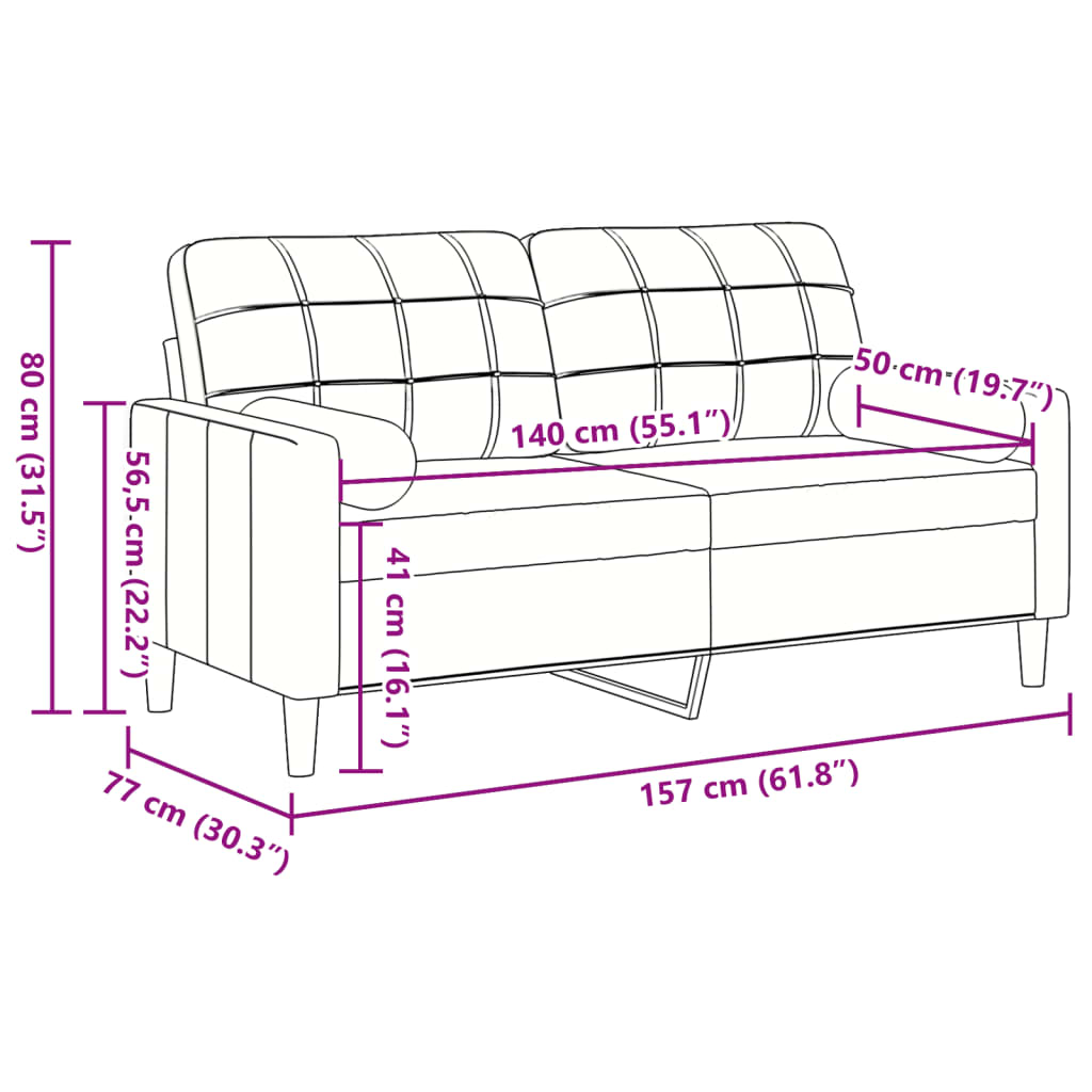 2-Sitzer-Sofa mit Zierkissen Hellgrau 120 cm Samt