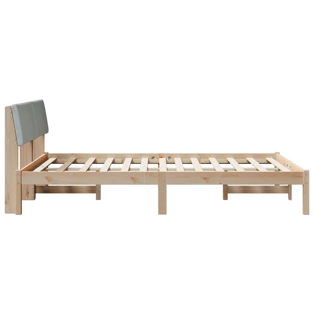 Bettgestell Braun und hellgrau 200 x 200 cm Massivholz Kiefer