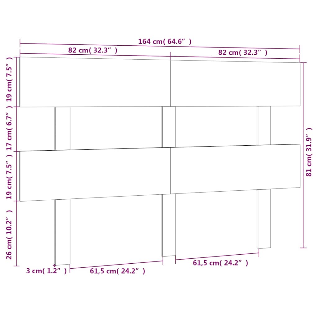 Bett-Kopfteil 78,5x3x81 cm Massivholz Kiefer