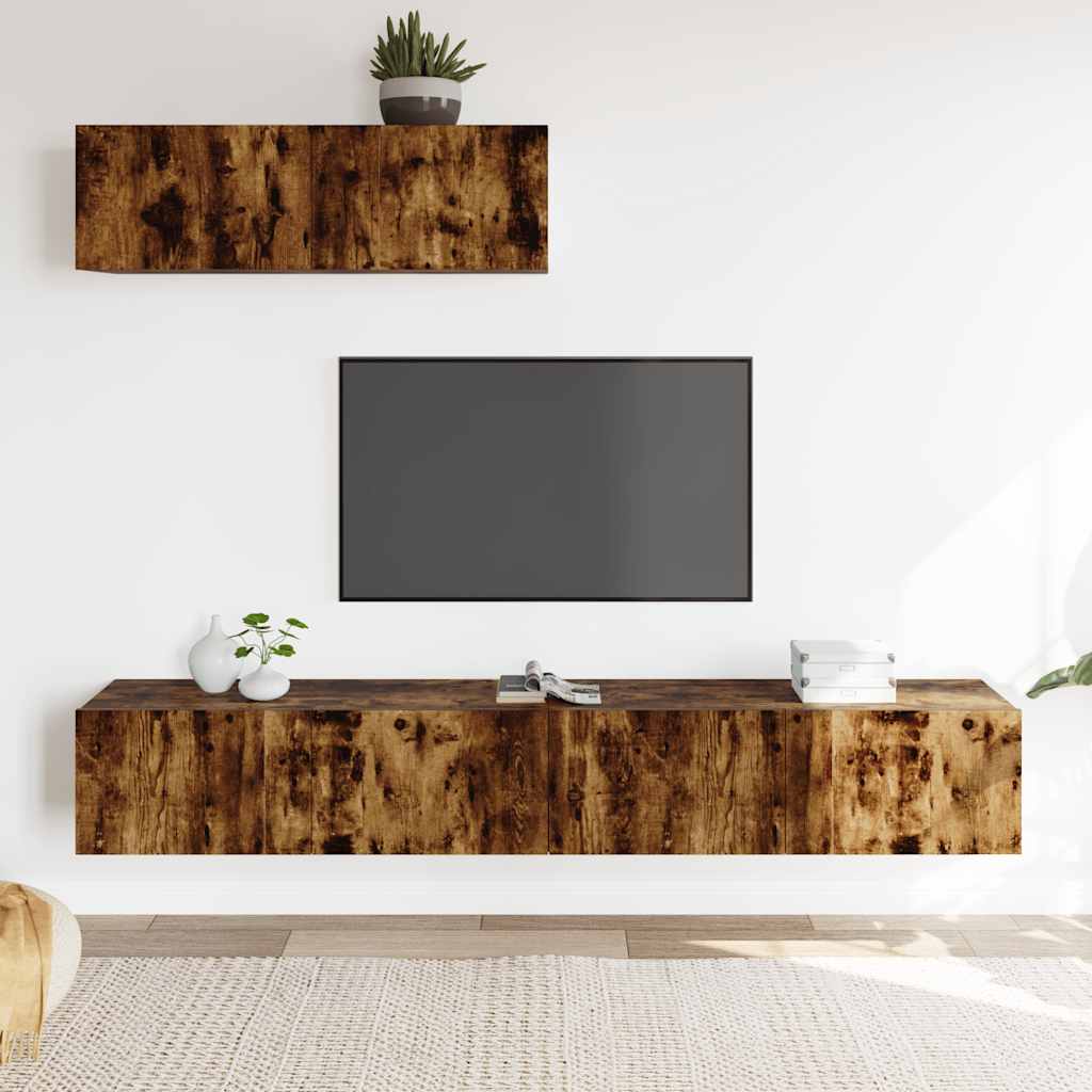 3-tlg. TV-Schrank-Set Weiß Holzwerkstoff