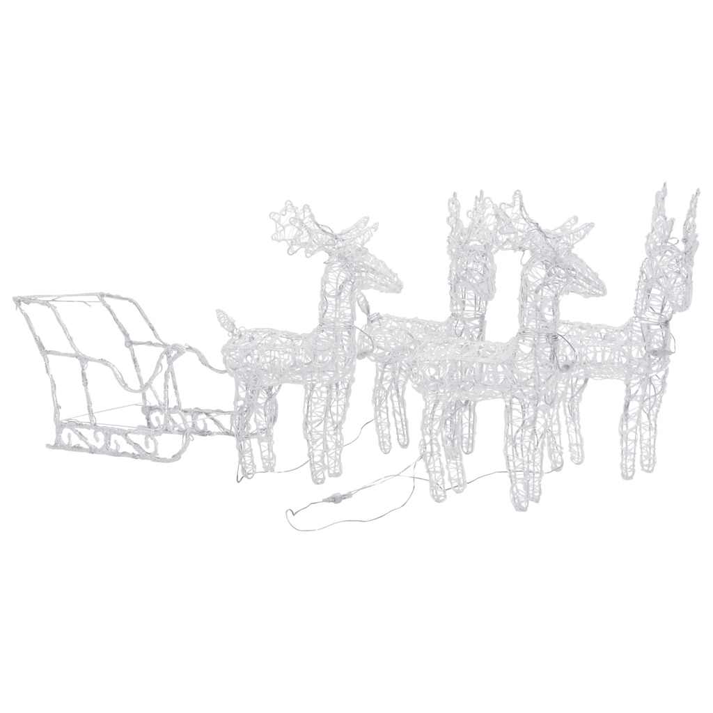 Rentiere & Schlitten Weihnachtsdekoration 160 LEDs 130 cm Acryl