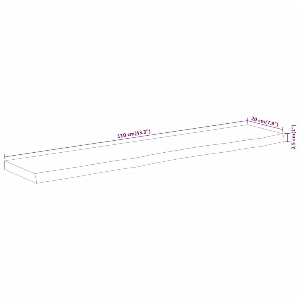 Wandregal 40x20x2,5 cm Rechteckig Massivholz Akazie Baumkante