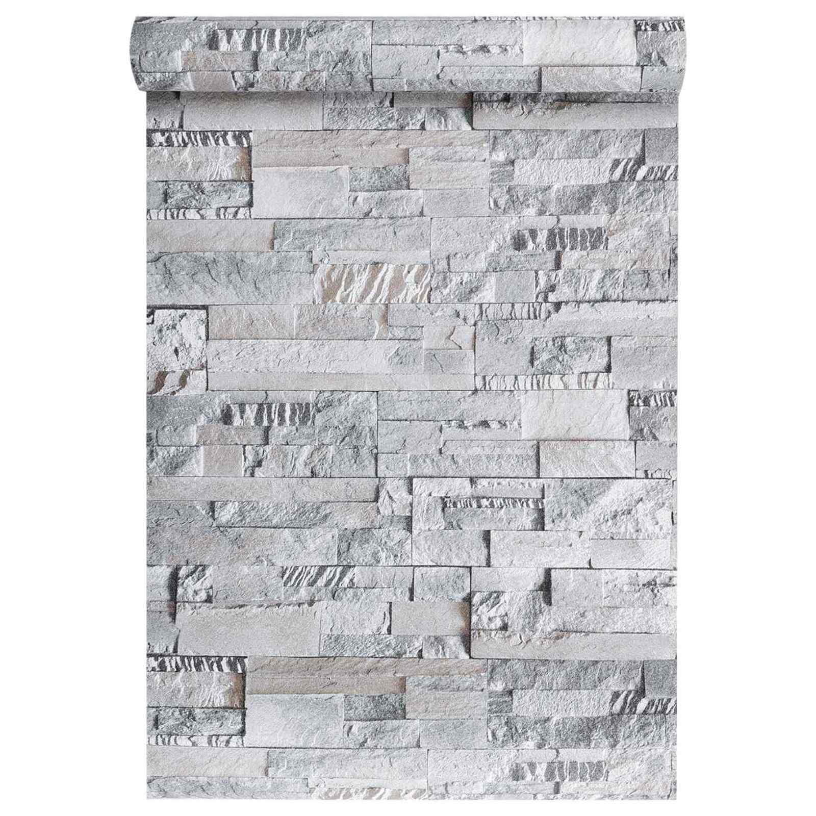 3D Stein Tapete Beige 10 x 0,53 m Vliesstoff