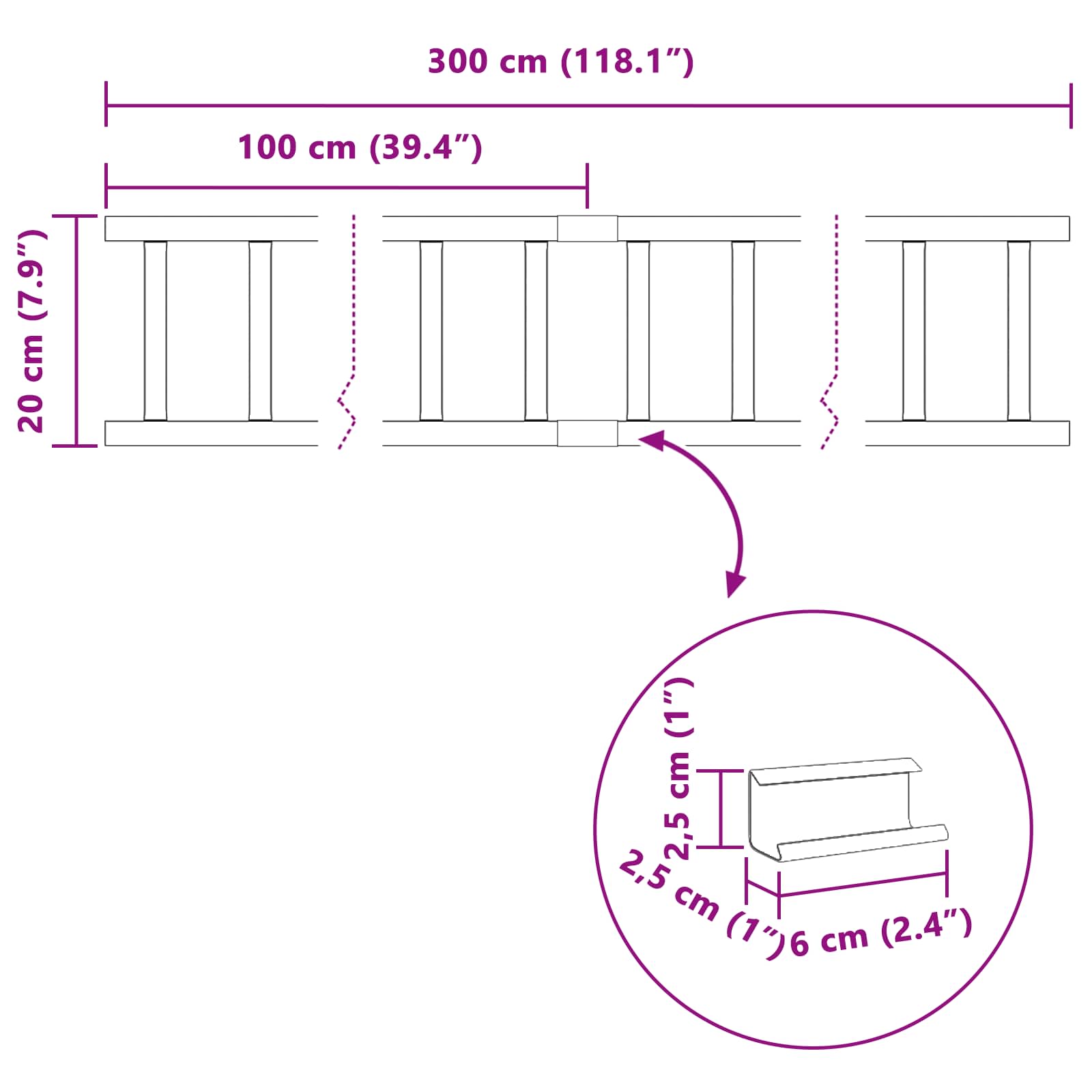 Dachschneeschild Anthrazit 100 x 2,5 x 20 cm Stahl