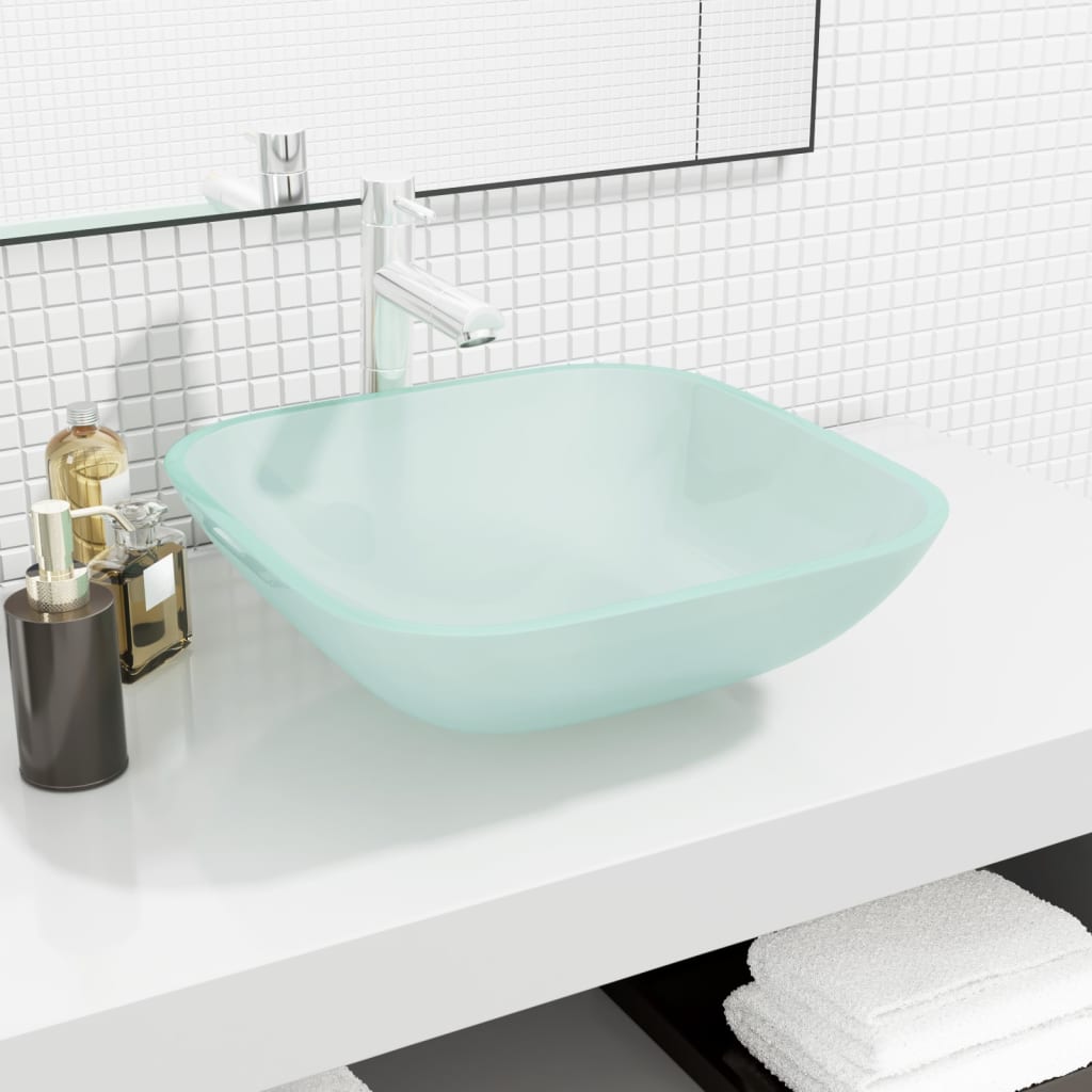 Waschbecken Glas 42x42x14 cm Transparent