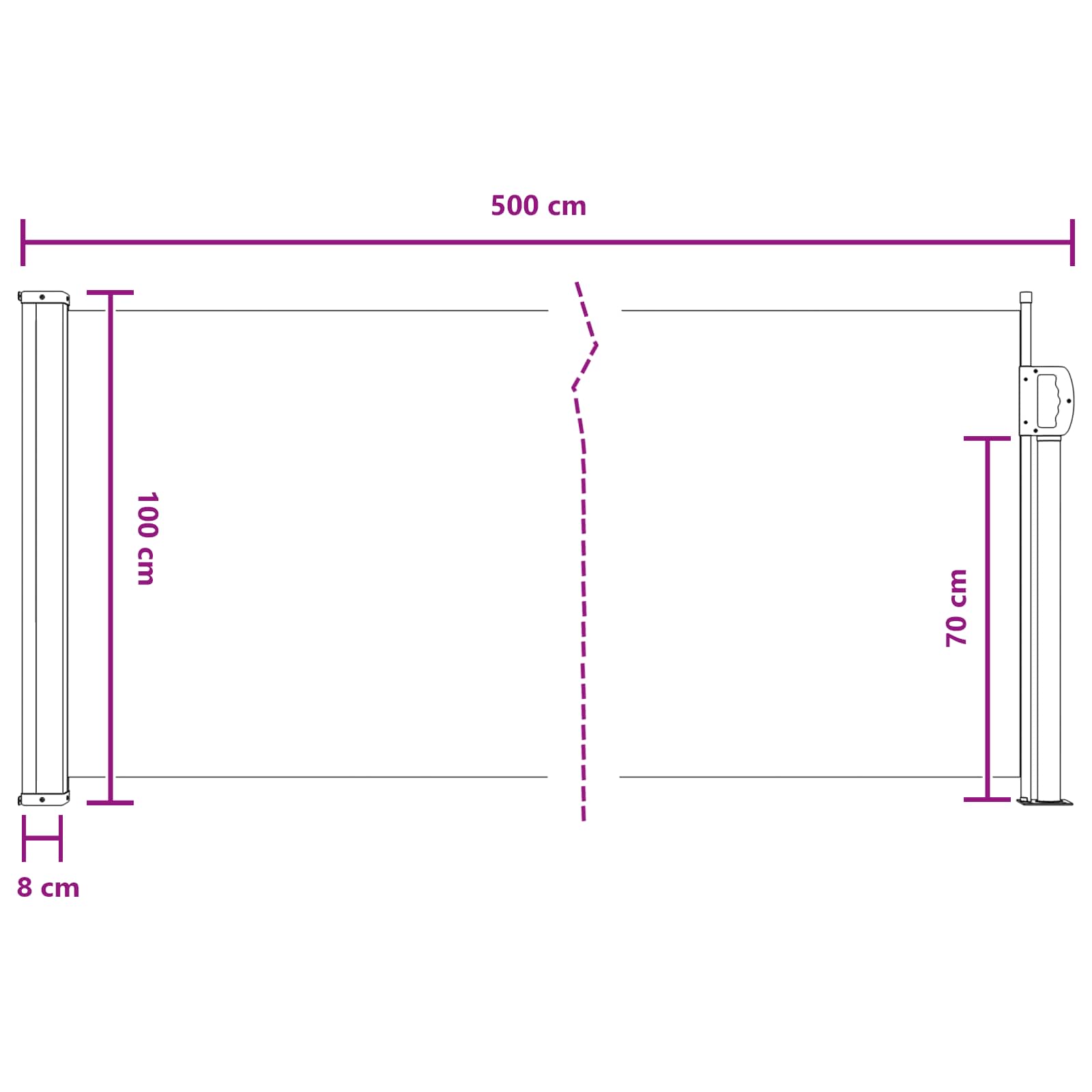 Seitenmarkise Ausziehbar Schwarz 100x300 cm